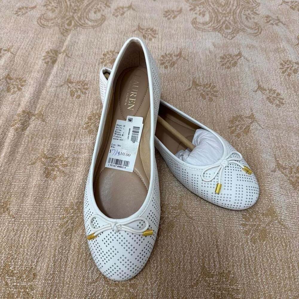 Lauren Ralph Lauren Jayna Perforated Ballet Flats Snow White 6